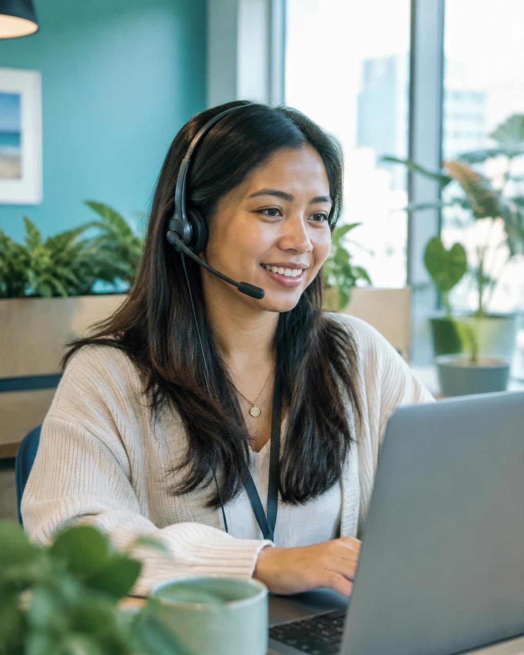 Offshore team member in Manila on a support call